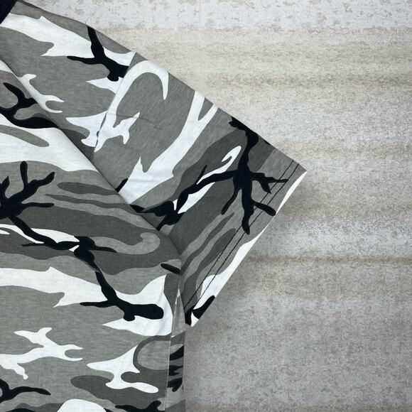 Vintage Winter Camo Shirt Cotton Short Sleeve 90s - Picture 3 of 7